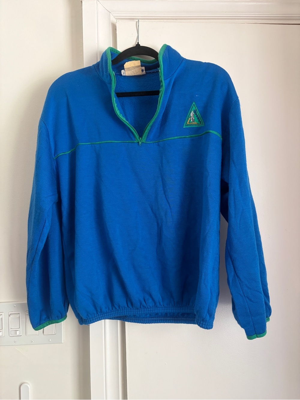 Vintage blue Quarter-Zip with Green Trim